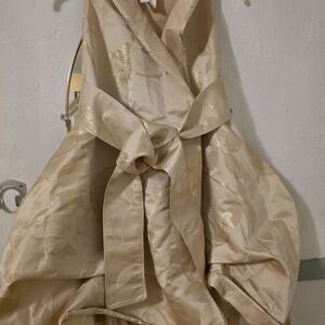 Elegant Cream Floral Wrap Dress